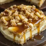 Apfel-Cheesecake mit Walnuss-Streuseln und Karamellsauce