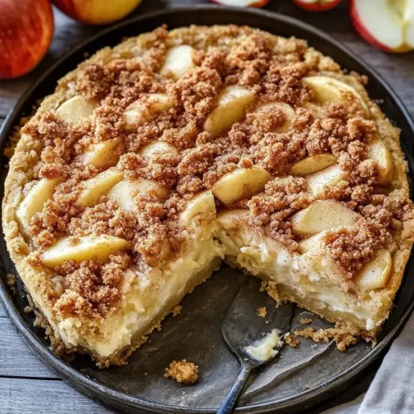 Apfelkuchen vom Blech - mit Pudding und knusprigen Streusel