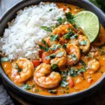 Aromatisches Garnelen Curry mit Kokosmilch und Reis