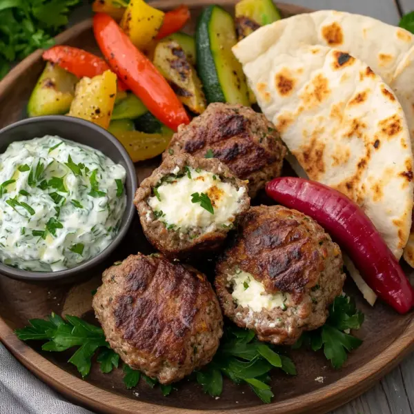 Bifteki – Griechische Frikadellen gefüllt mit Schafskäse