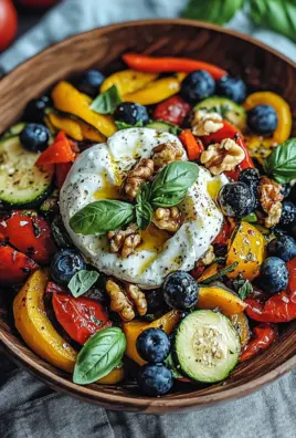Burrata-Salat mit Ofengemüse und Blaubeeren
