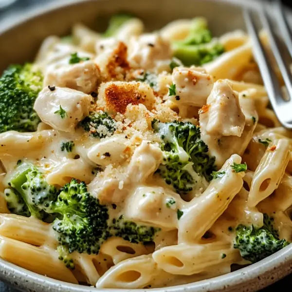 Cremige Hähnchen-Brokkoli-Alfredo Pasta