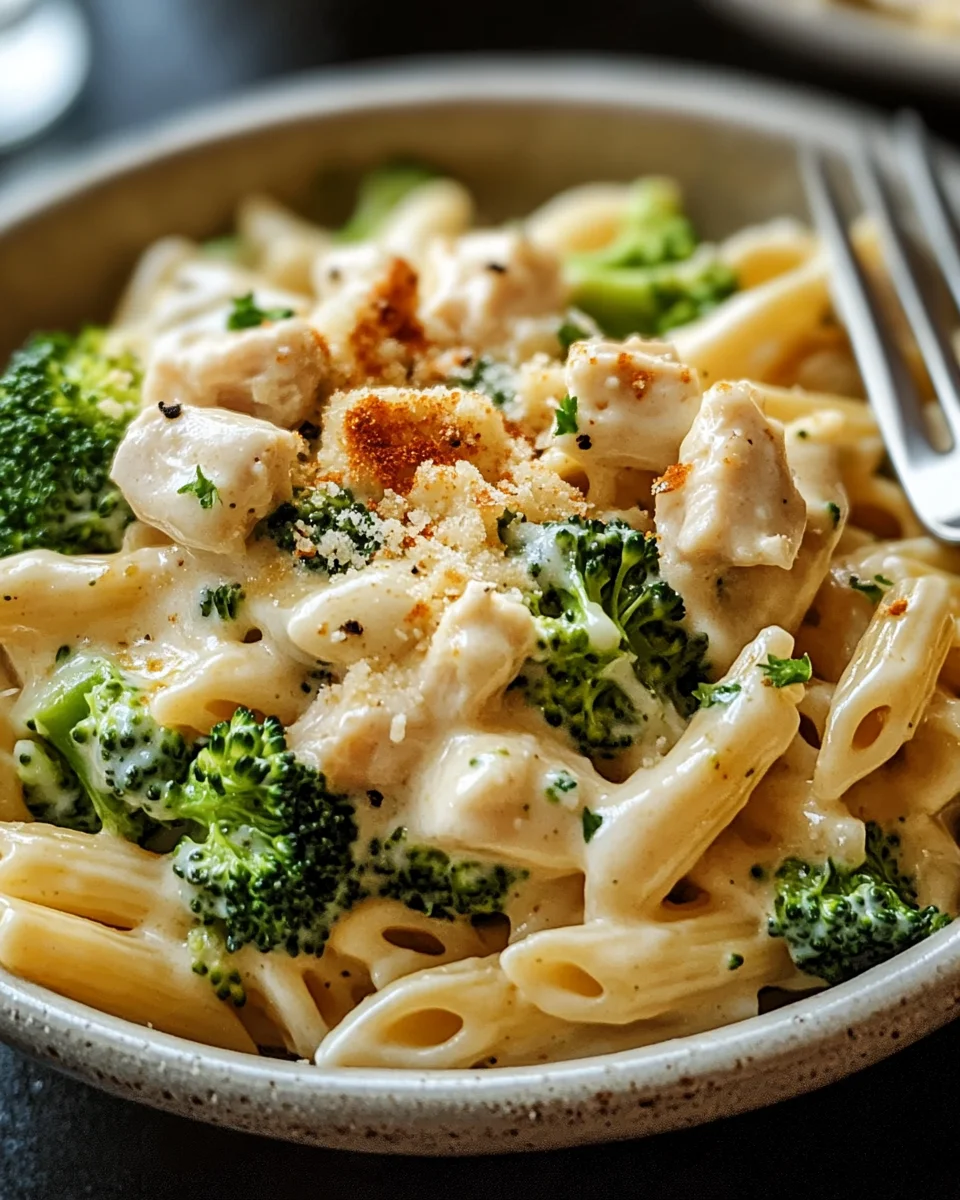 Cremige Hähnchen-Brokkoli-Alfredo Pasta
