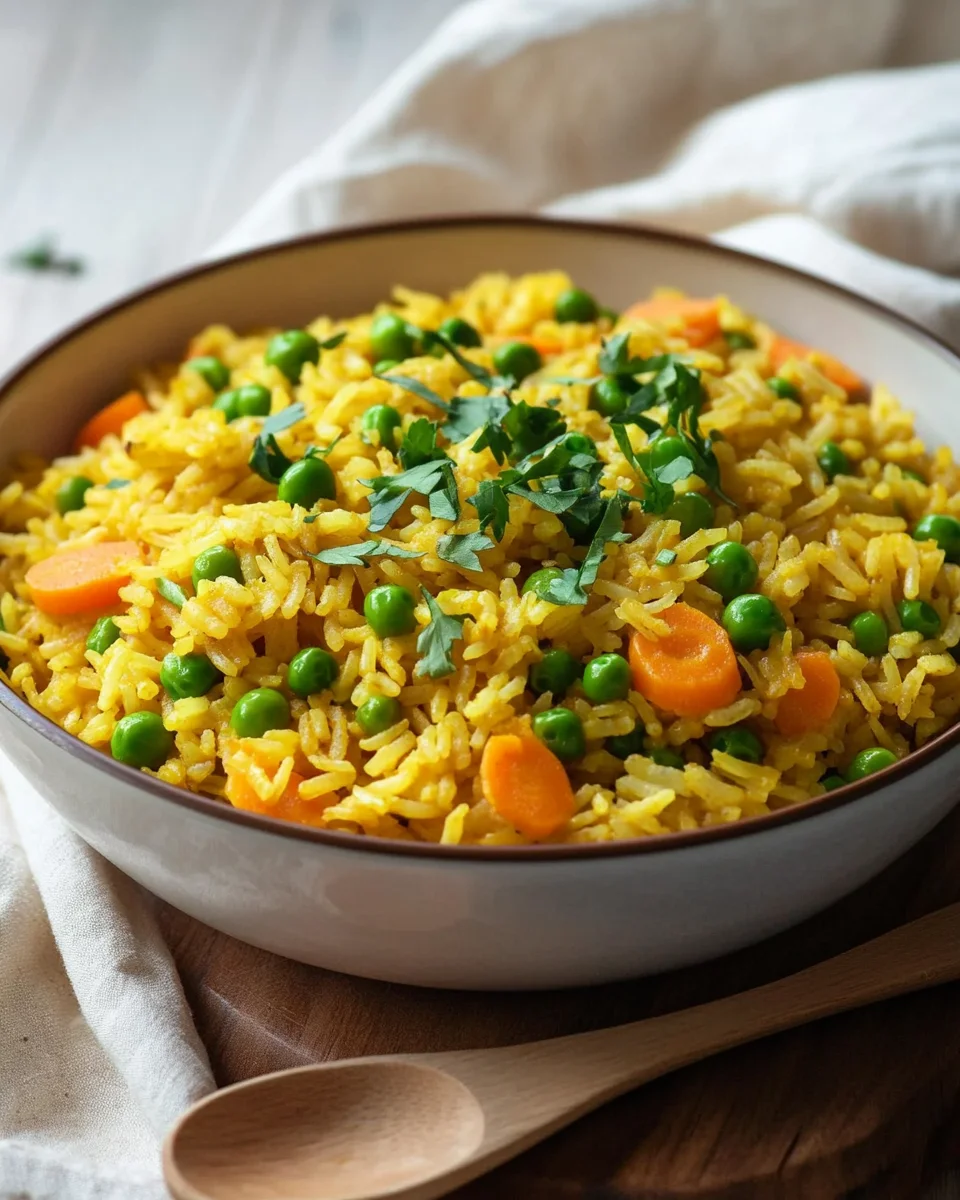 Curryreis mit Erbsen und Möhren