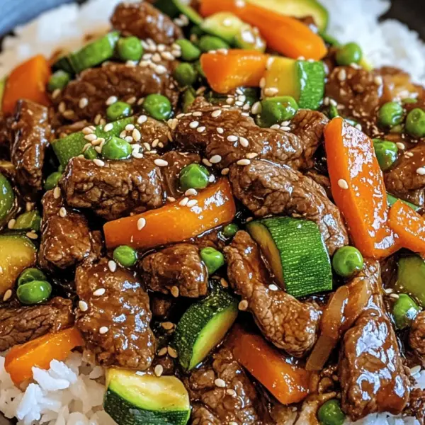 Ein Pfannengericht Teriyaki Rindfleisch mit Reis