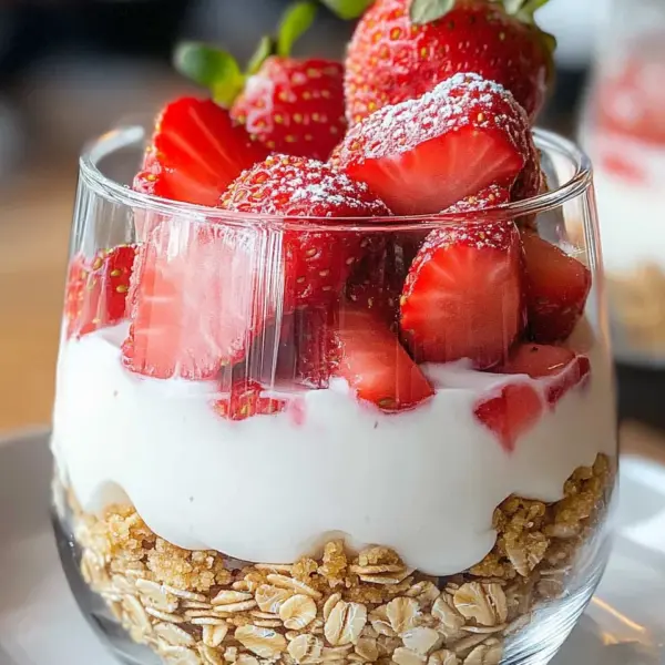 Erdbeer-Dessert im Glas mit Joghurt