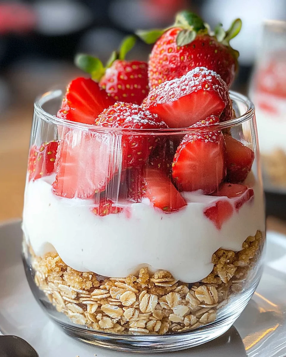 Erdbeer-Dessert im Glas mit Joghurt