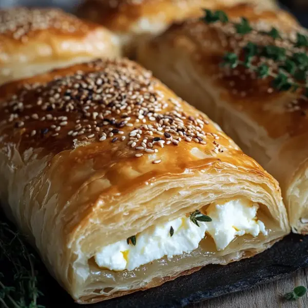 Feta im Blätterteig mit Sesam und Thymian