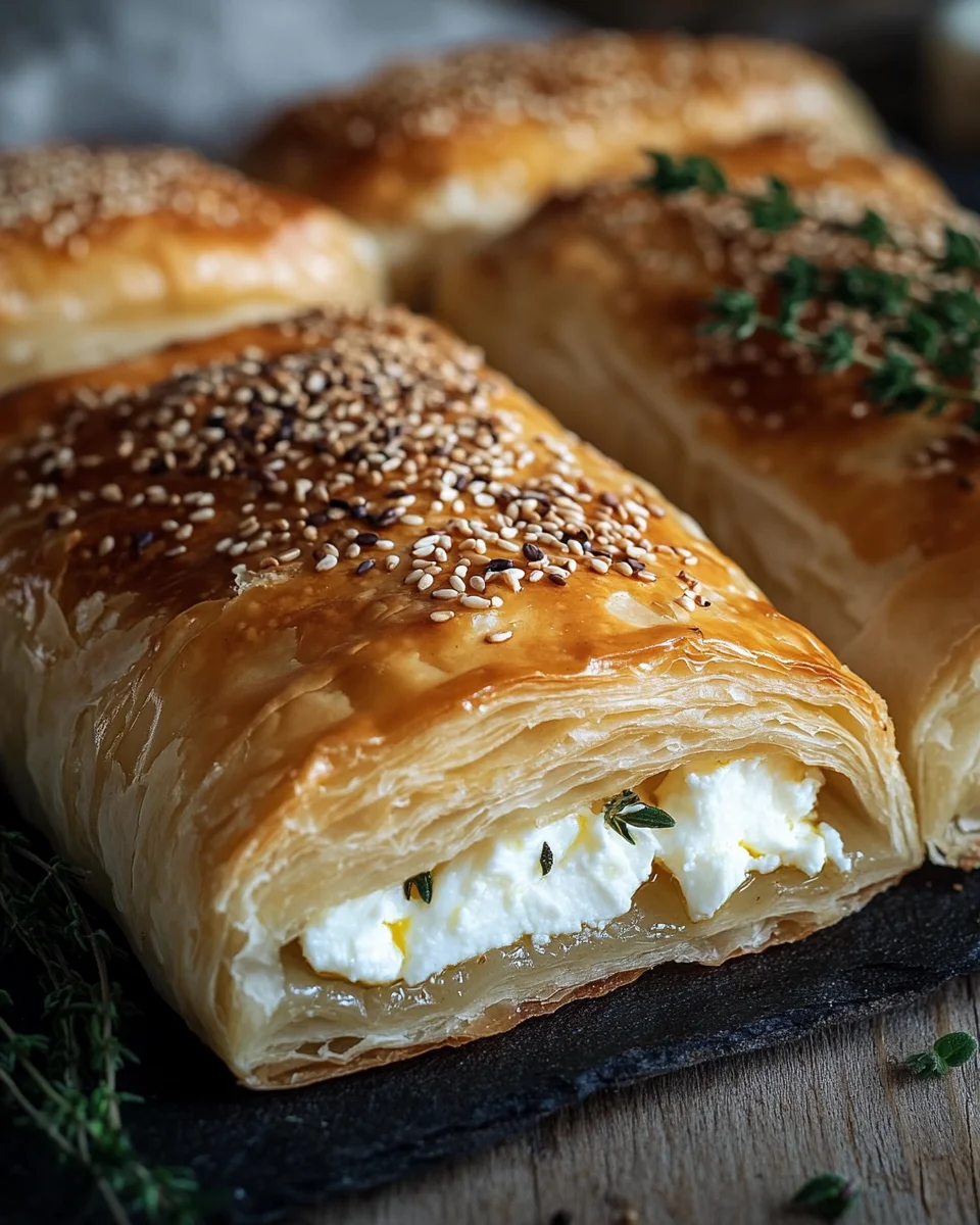 Feta im Blätterteig mit Sesam und Thymian