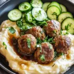 Fleischb&auml;llchen mit Gurkensalat und Kartoffelstampf