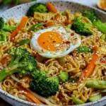 Gebratene Nudeln mit Gem&uuml;se und Ei - asiatisch