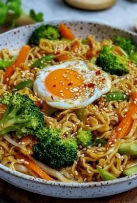 Gebratene Nudeln mit Gemüse und Ei - asiatisch