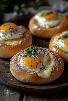 Gefüllte Frühstücksbrötchen mit Ei und Käse – im Ofen gebacken