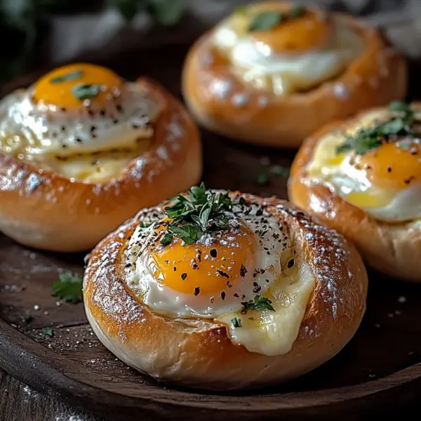 Gefüllte Frühstücksbrötchen mit Ei und Käse – im Ofen gebacken