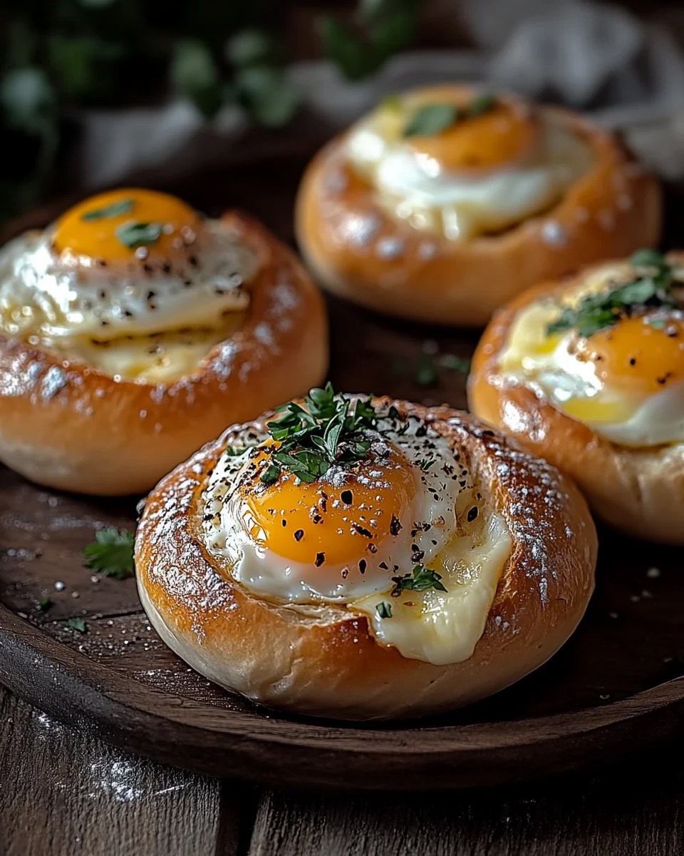 Gefüllte Frühstücksbrötchen mit Ei und Käse – im Ofen gebacken