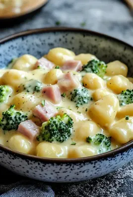 Gnocchi mit Brokkoli und Schinken in cremiger Käsesoße