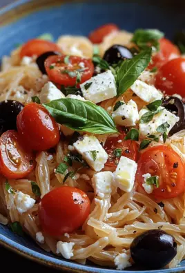 Griechische Reisnudeln mit Tomaten, Feta und Oliven