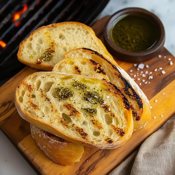 Grillbrot mit Olivenöl und Meersalz