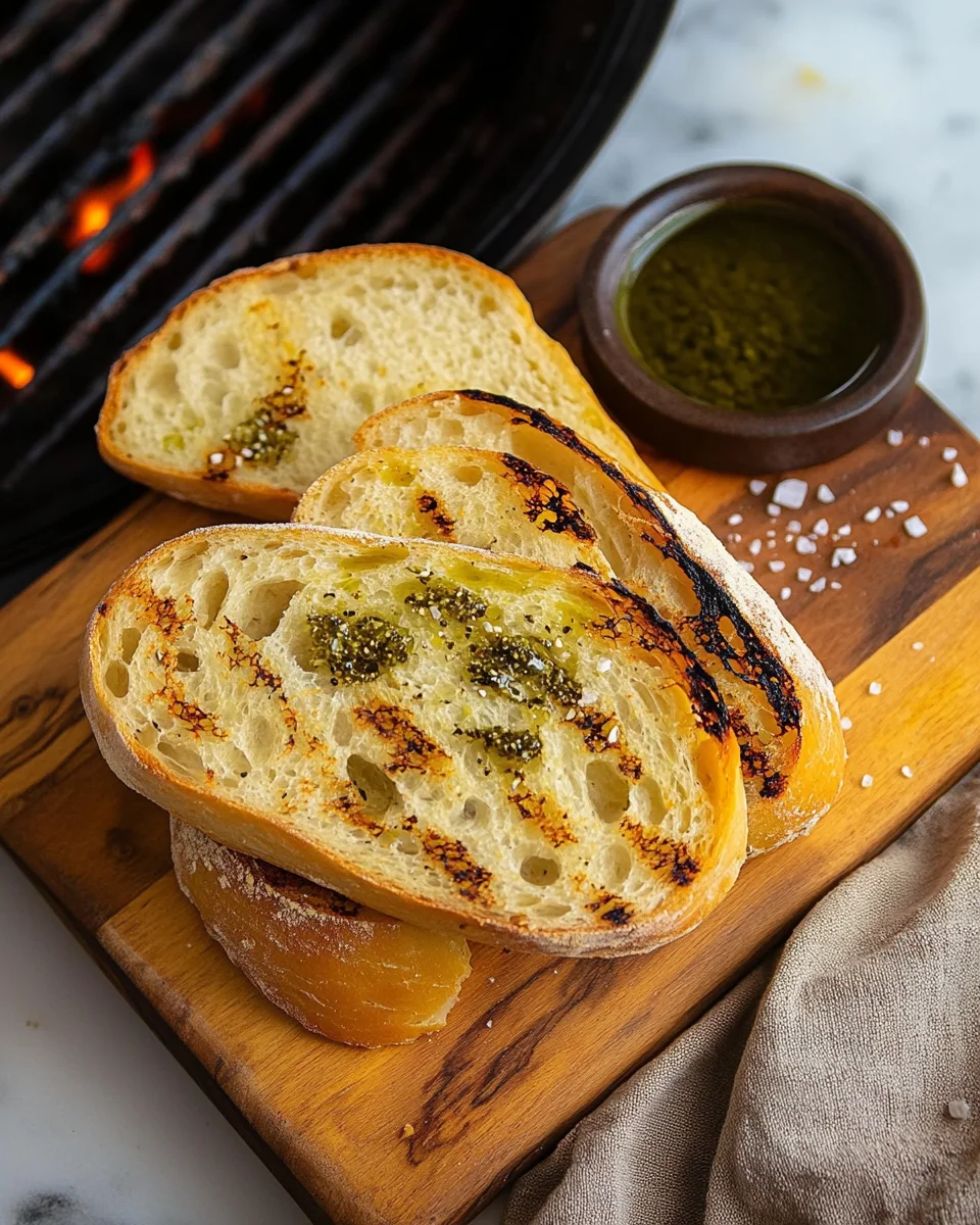 Grillbrot mit Olivenöl und Meersalz