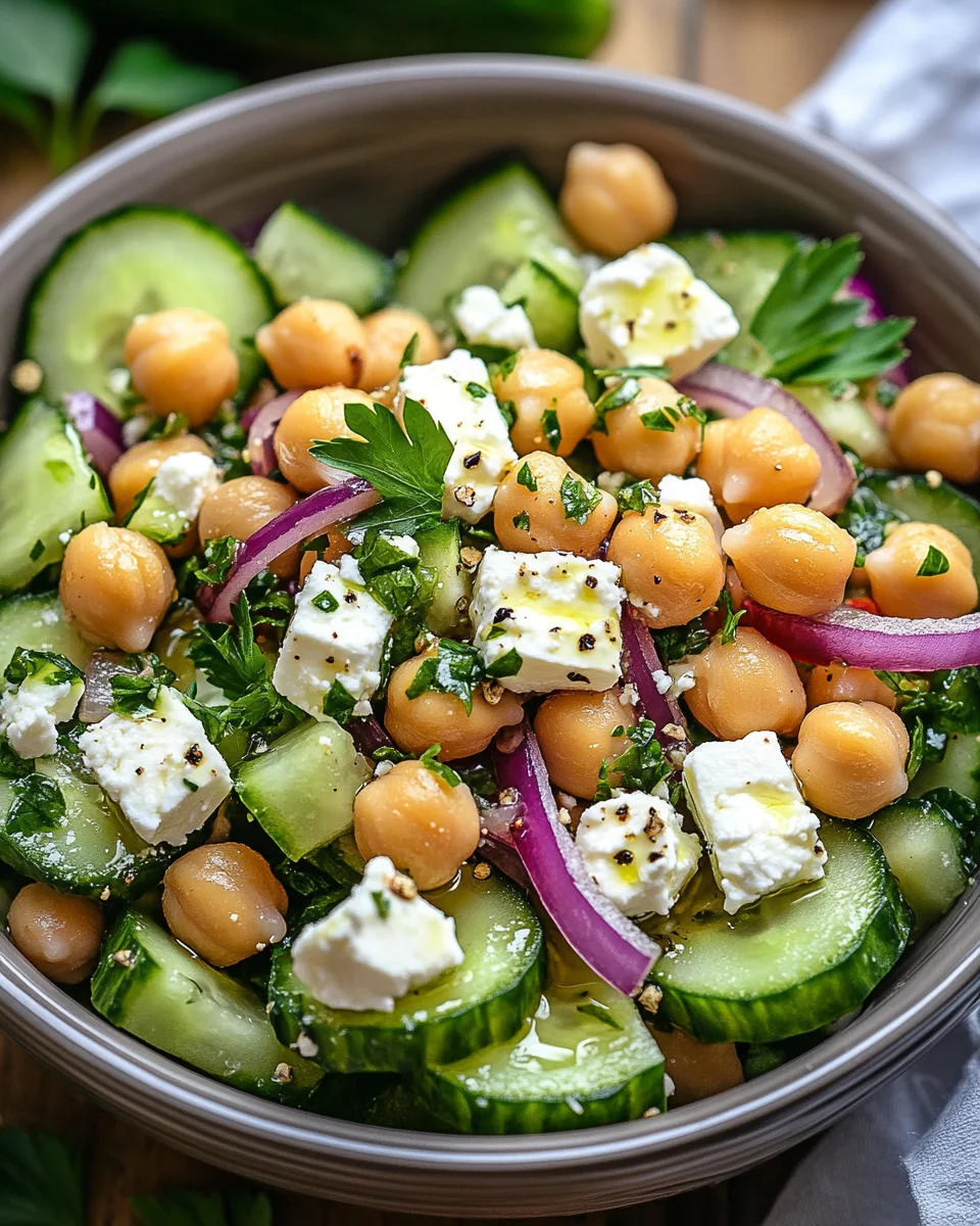 Gurkensalat mit Feta und Kichererbsen 18 Gurkensalat