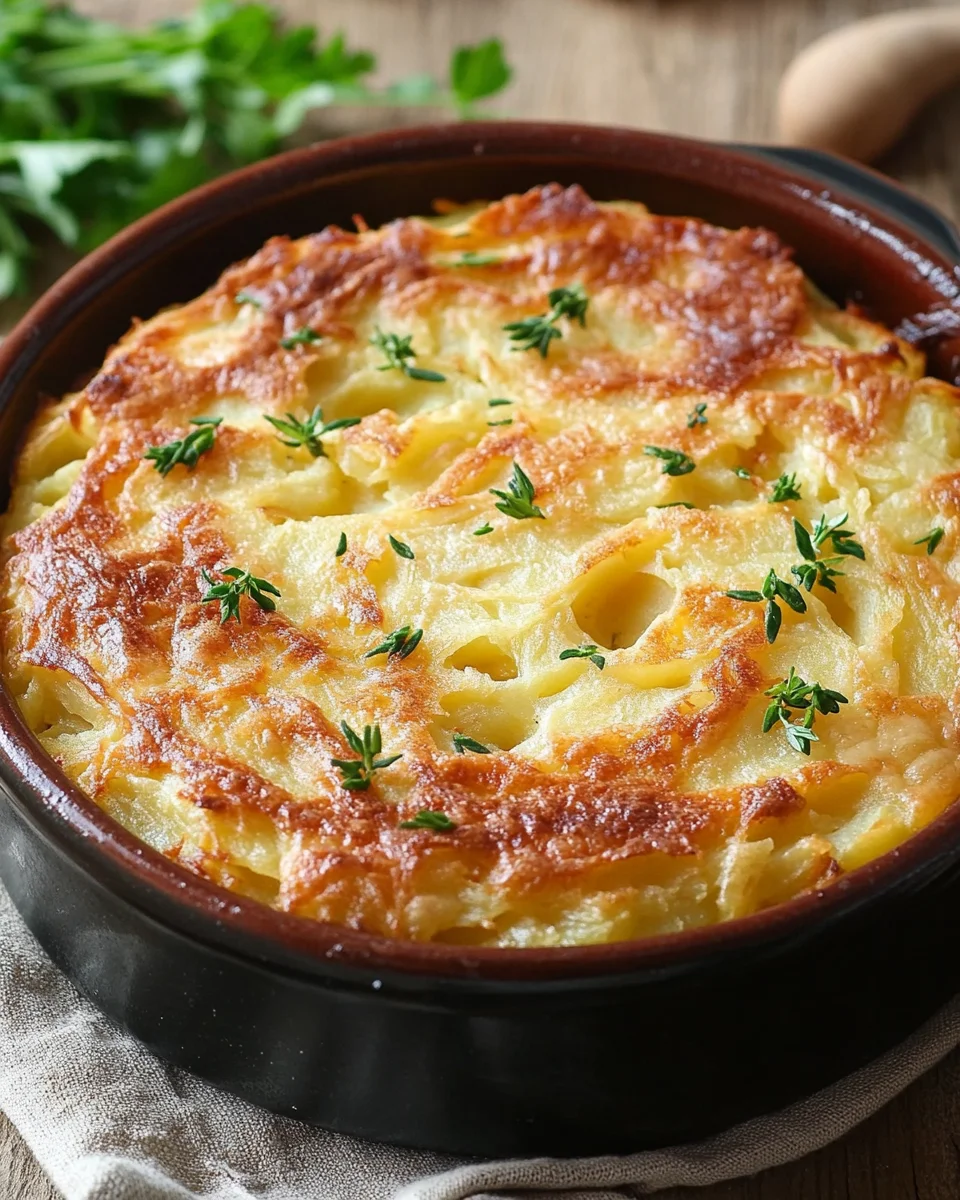 Hüttenkäse Kartoffelrösti Auflauf
