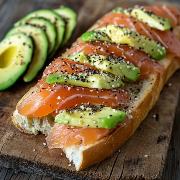 Lachs Avocado Laugenstange mit Topping