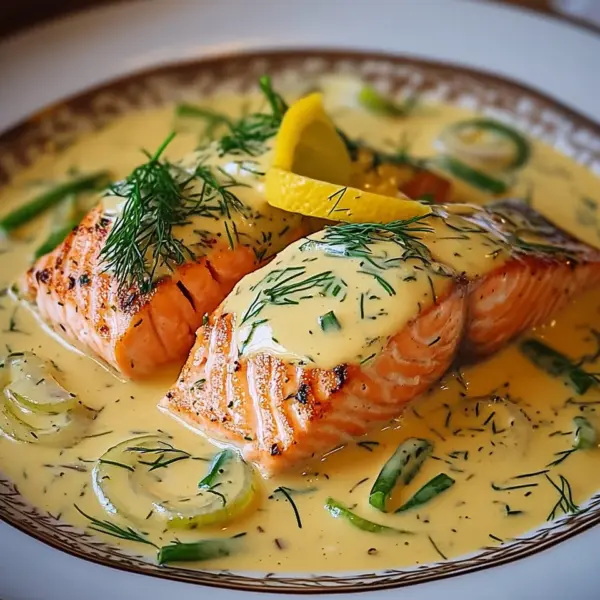 Lachs in Frühlingszwiebel-Sahnesoße