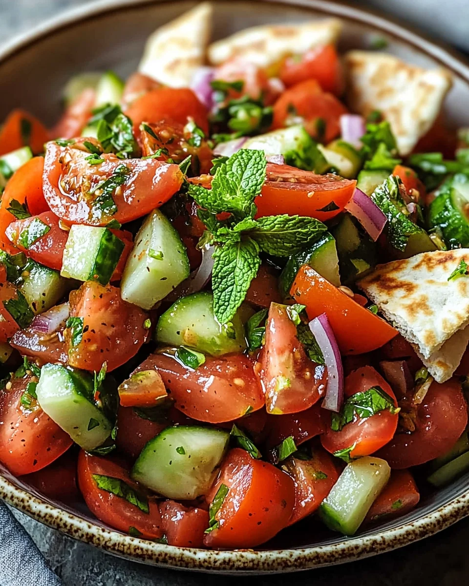 Libanesischer Tomaten Pita Salat