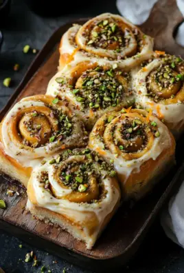 Lockere Pistazien-Heferollen mit Orangen-Frischkäse-Frosting