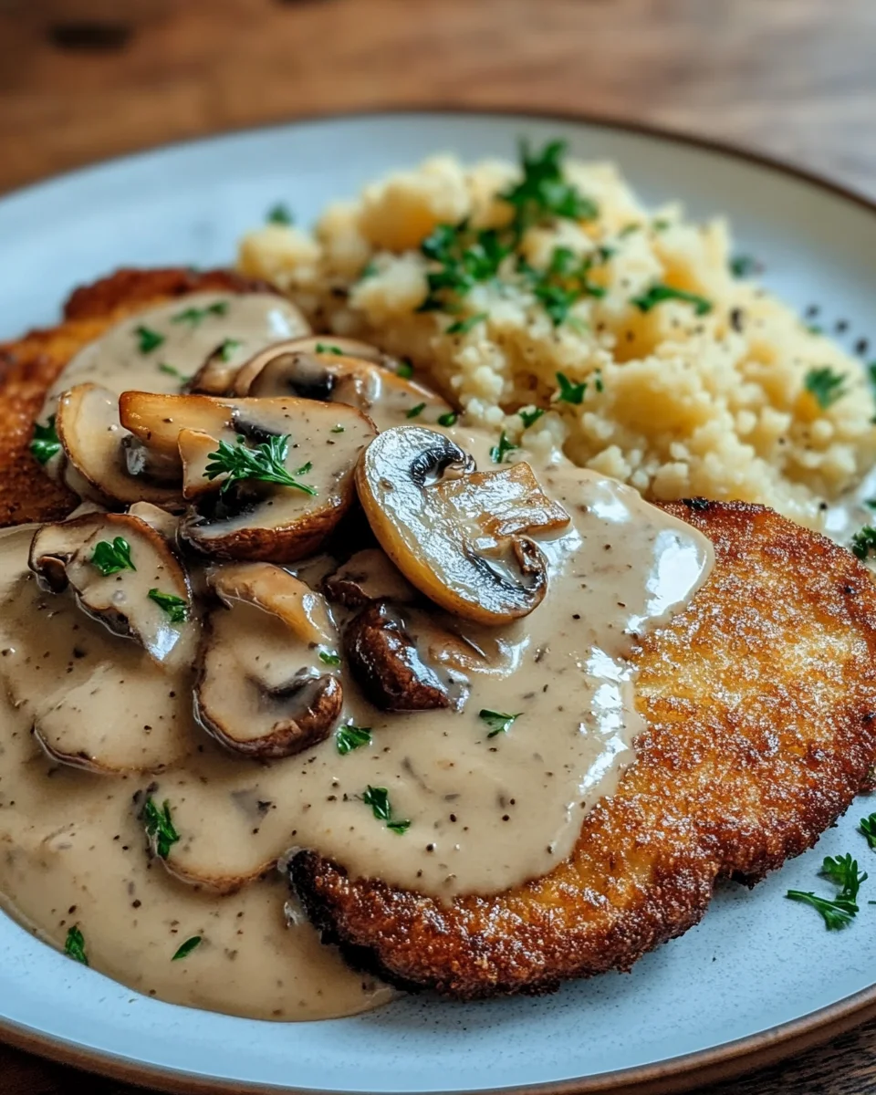 Naturschnitzel in Champignonrahmsauce 22 Naturschnitzel