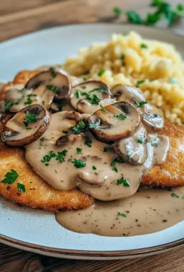 Naturschnitzel in Champignonrahmsauce