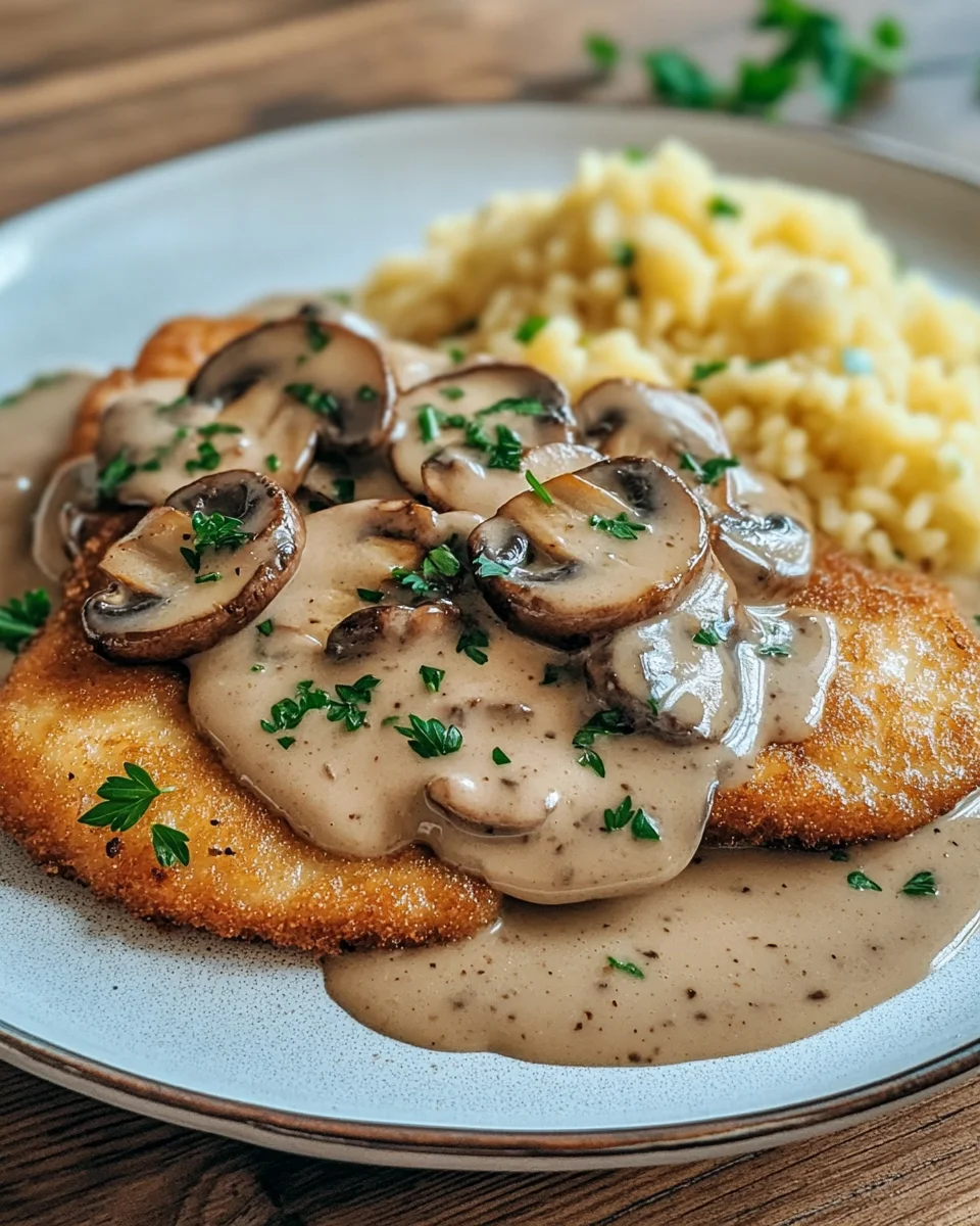 Naturschnitzel in Champignonrahmsauce