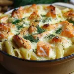 Nudelauflauf mit Lachs und Sahne