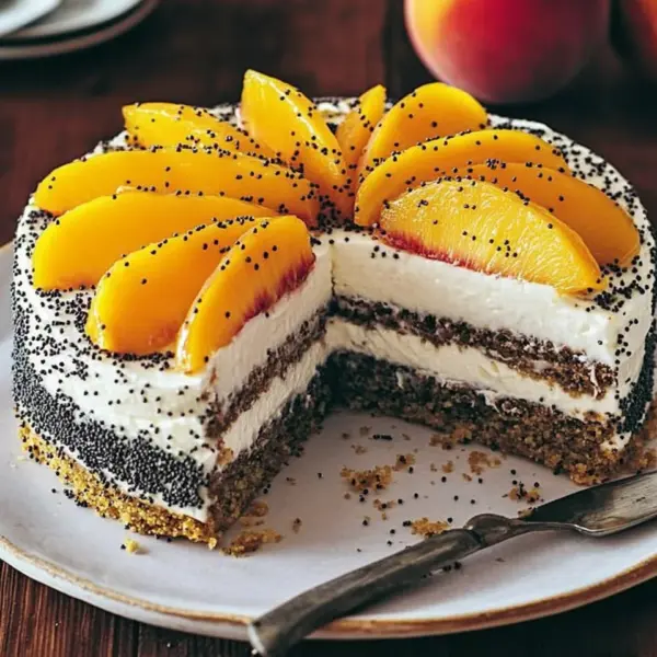 Pfirsichtorte mit Mohn