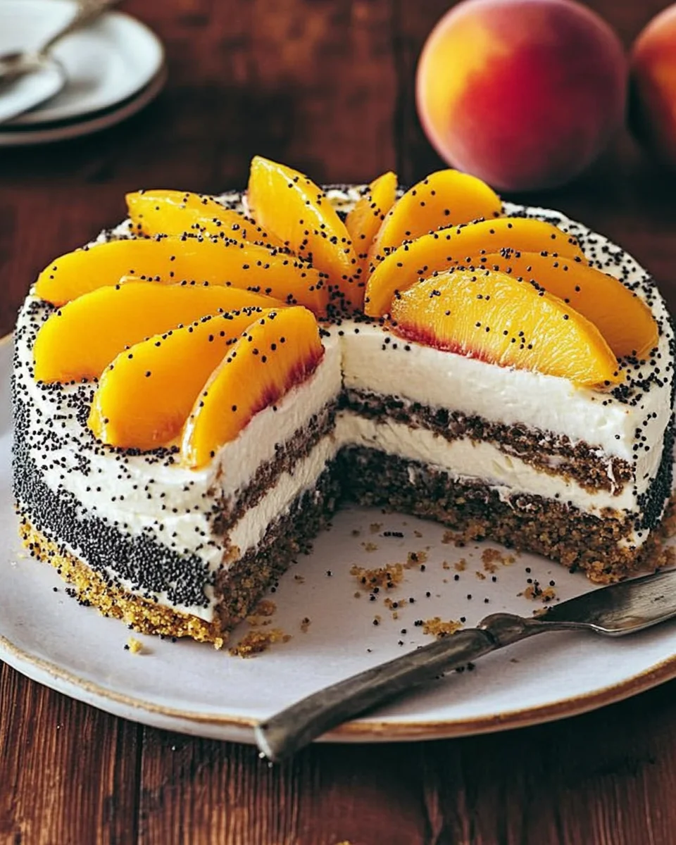 Pfirsichtorte mit Mohn