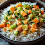 Reis mit Gem&uuml;se-Frischk&auml;se-Sauce