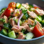 Schneller Thunfischsalat mit Gurke und Tomate
