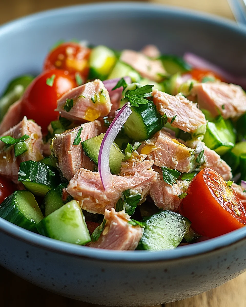 Schneller Thunfischsalat mit Gurke und Tomate