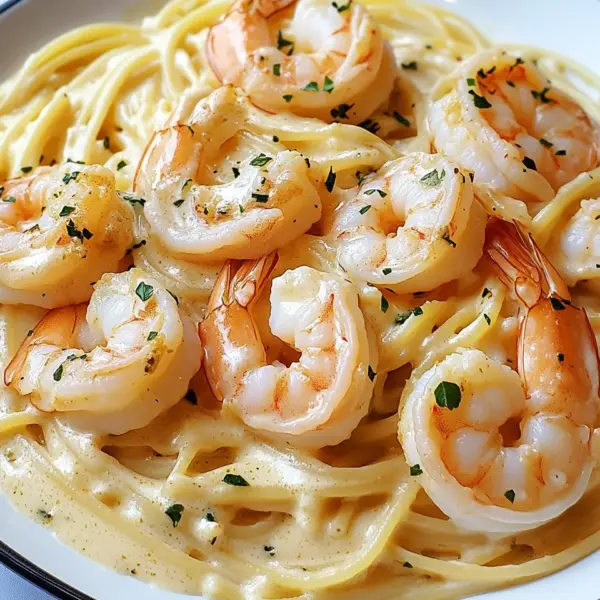 Spaghetti Alfredo mit Garnelen