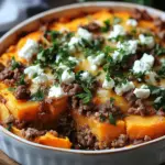 S&uuml;&szlig;kartoffel-Hackfleisch-Auflauf mit Feta