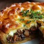 Torte mit Pilzen, Hackfleisch und K&auml;se