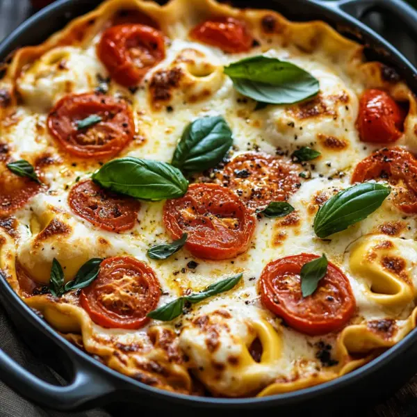 Tortellini-Auflauf mit Tomaten und Mozzarella