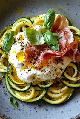 Zucchini Carbonara mit knusprigem Prosciutto und Burrata 25 Zucchini Carbonara mit knusprigem Prosciutto und Burrata