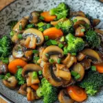 15-Minuten-Pfanne mit Champignons, Brokkoli und Karotten