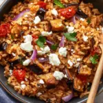 Auberginen-Reispfanne mit Feta