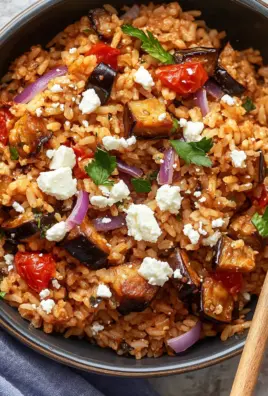 Auberginen-Reispfanne mit Feta