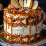 Bratapfeltorte mit Orangen-Zimt-Creme und Karamell-Drip