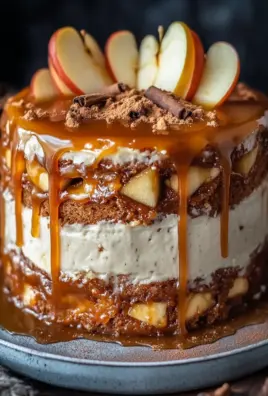 Bratapfeltorte mit Orangen-Zimt-Creme und Karamell-Drip
