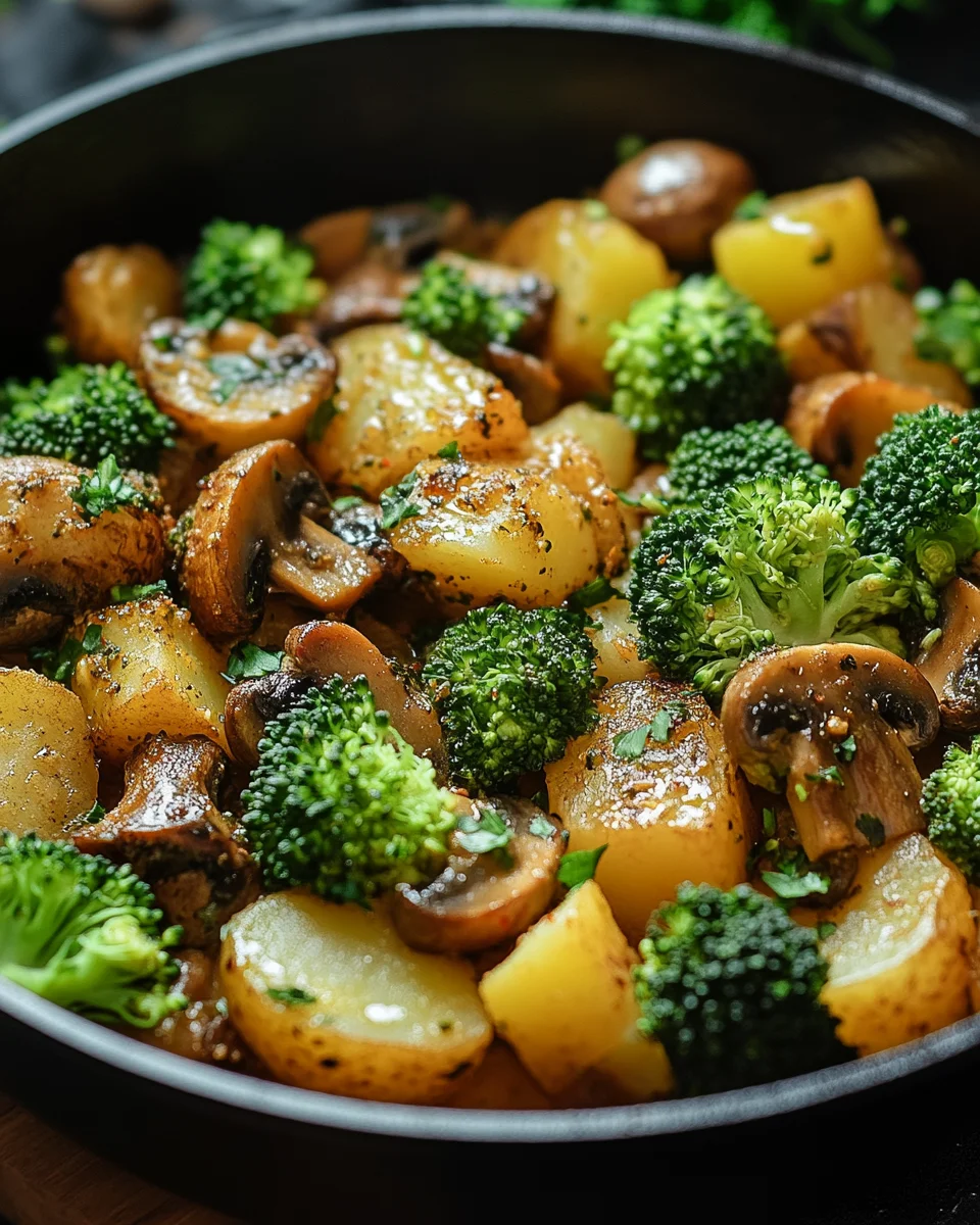 Brokkoli Kartoffel Pfanne mit Pilzen