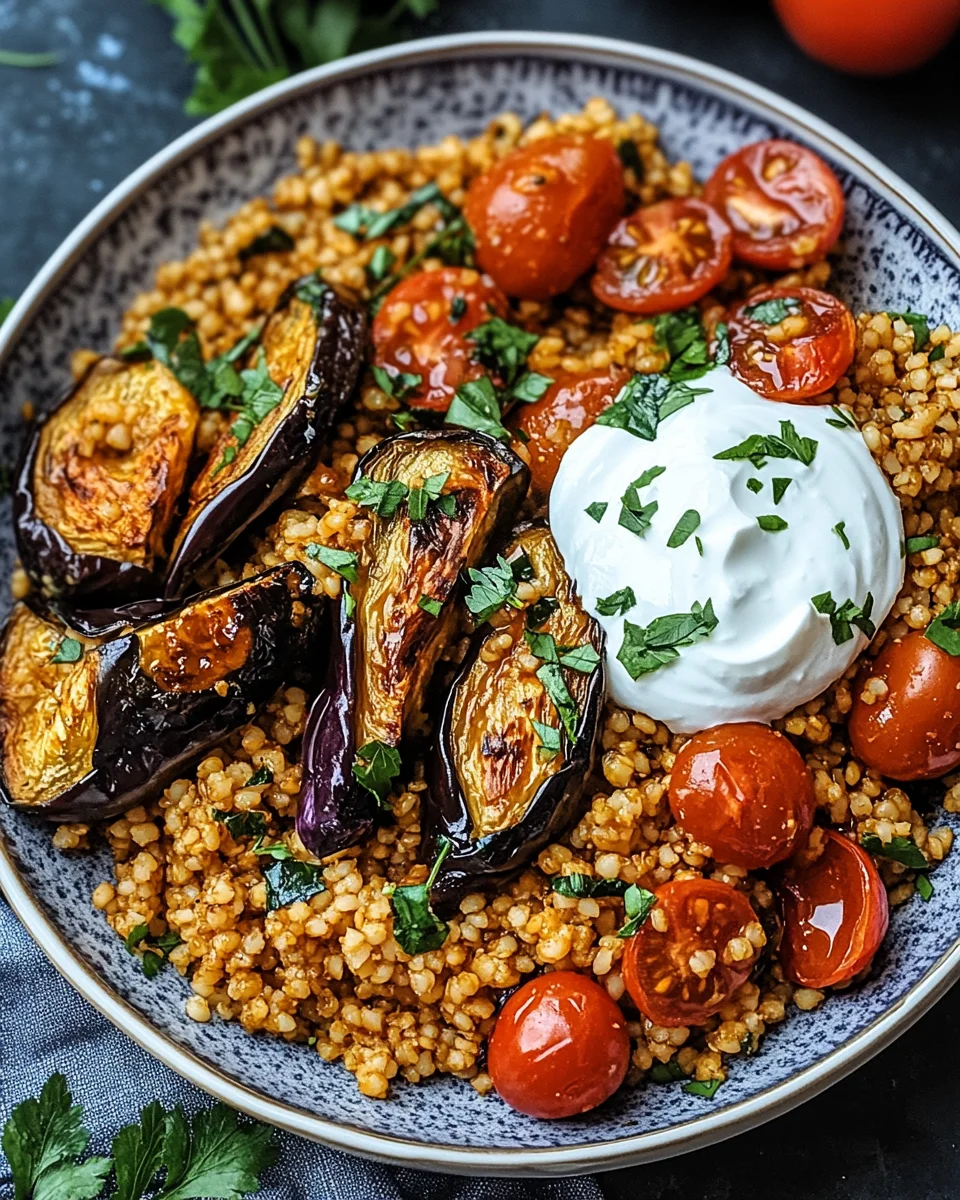 Bulgur with Tomatoes, Eggplant, and Yogurt